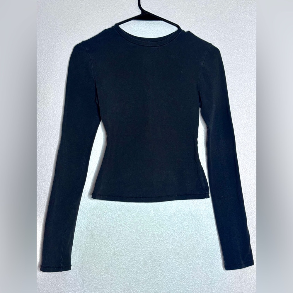 Skims Black Long-Sleeve Crewneck Top